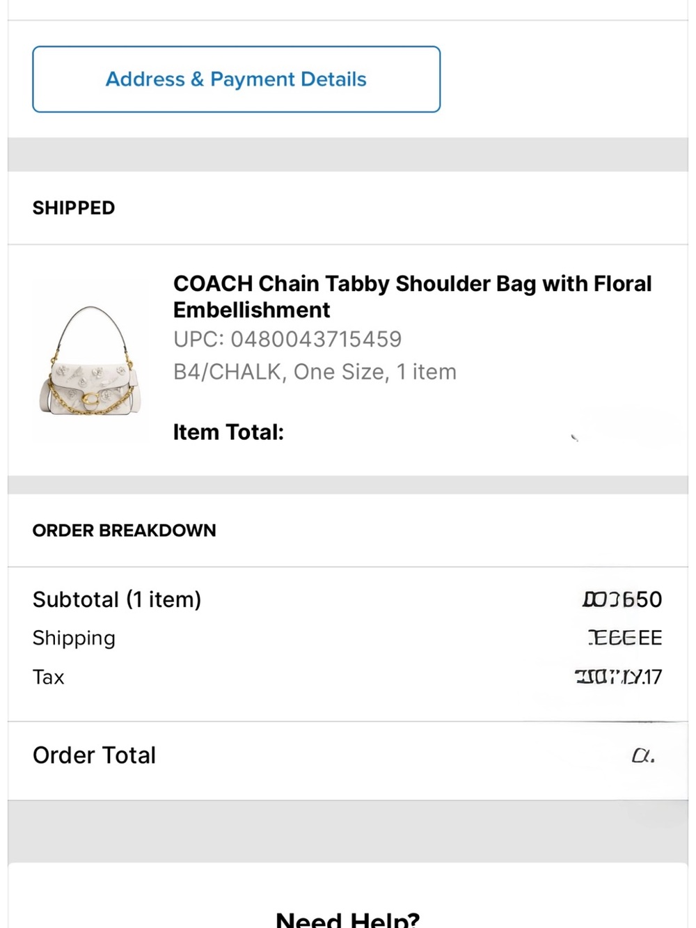 NWT Coach Chalk Off White Floral Embellishment Chain Tabby 26 Bag - Picture 14 of 17